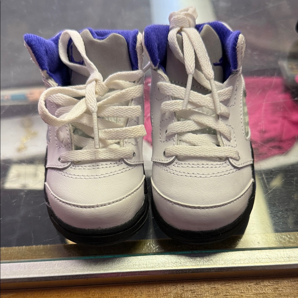 Jordan Kids White and Purple Sneakers